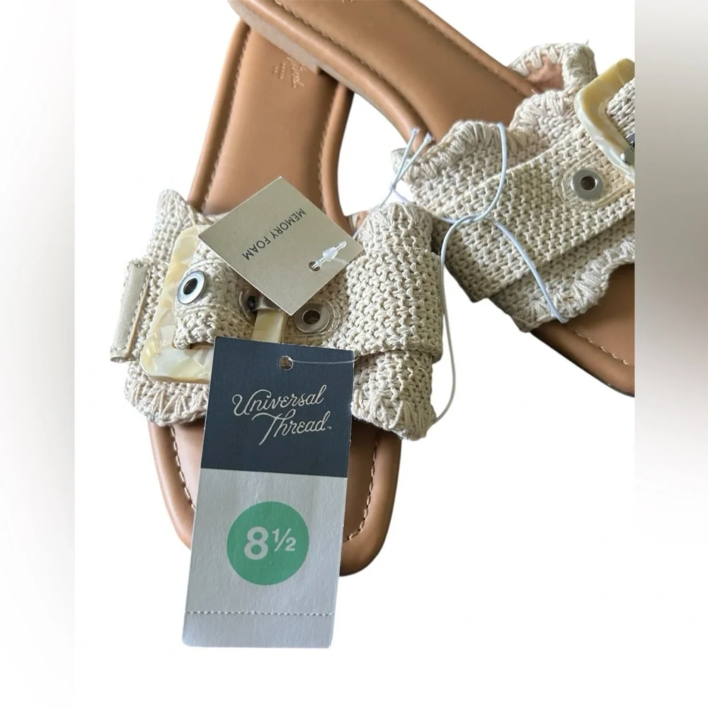Universal Thread Cream Woven Slide Sandals with Buckle - Picture 3 of 3